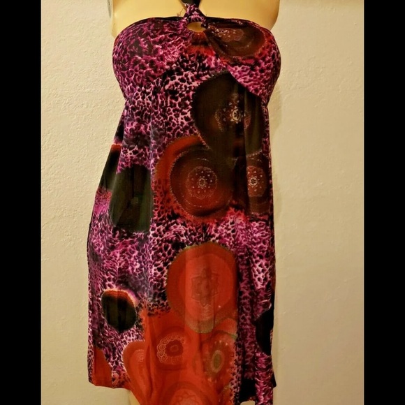 Christina Love women’s summer dress halter abstract print babydoll NWT S M L XL - Picture 2 of 3